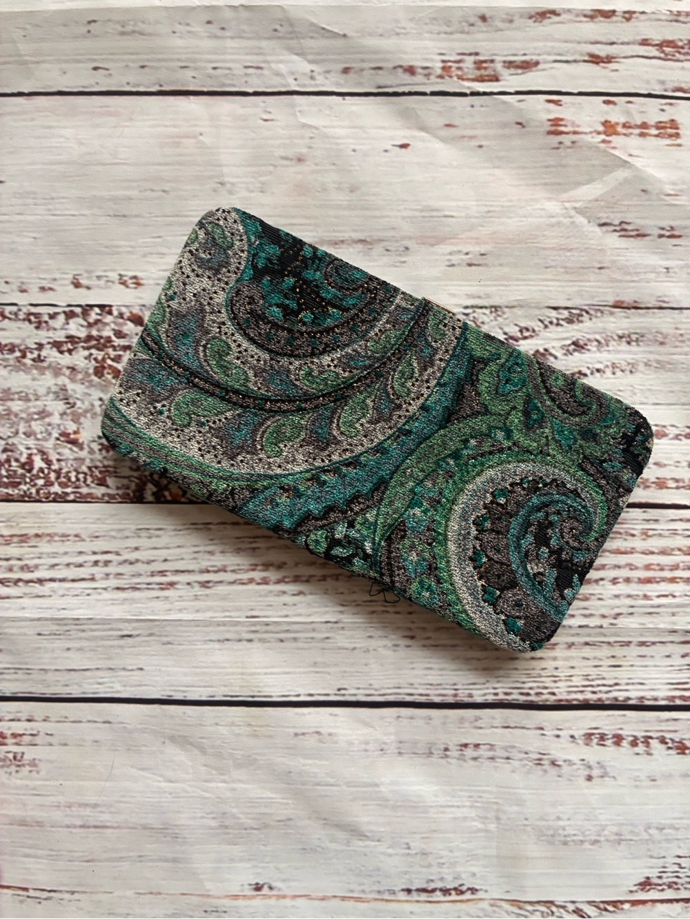 Claire’s Y2K Green Paisley Fabric Clutch Wallet - Women Accessories